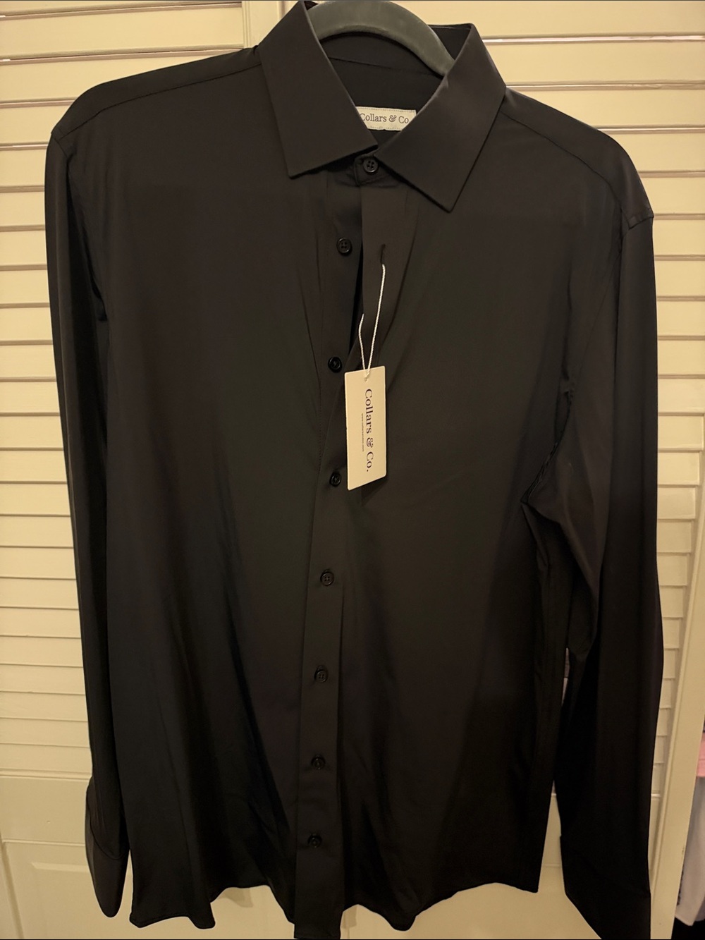 Collarless & Co. Men’s Black Long-Sleeve Dress Shirt